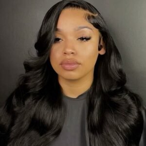 Raw hair Body wave HD lace closure wig 1B#