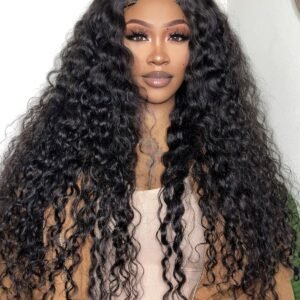 Virgin hair Burmese curly HD lace closure wig 1B#