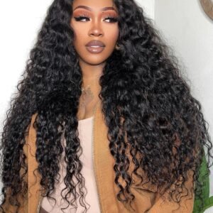Raw hair Burmese Curly  HD lace closure wig 1B#