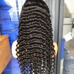 Virgin hair loose deep wave HD lace closure wig 1B#