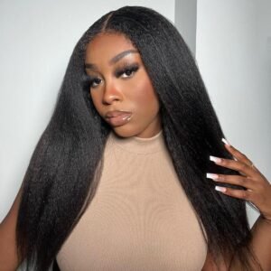 Cambodian Raw hair kinky straight 13*4 / 13*6  HD lace frontal wig 1B#