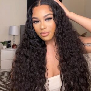 Cambodian Raw hair water wave  13*4 / 13*6  HD lace frontal wig 1B#