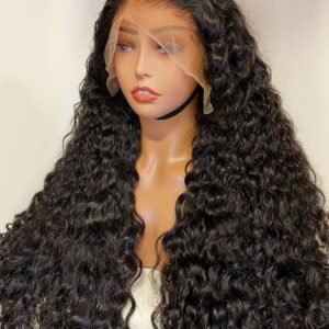 Raw hair water wave HD lace closure wig 1B#