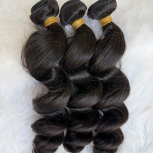 Luxe Virgin Burmese Thicker Human Hair Bundles Loose Wave 1B#